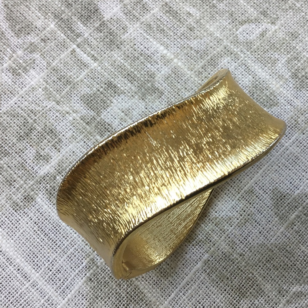 NEXTE Gold Overlay Curved Textured Hinged Bracelet